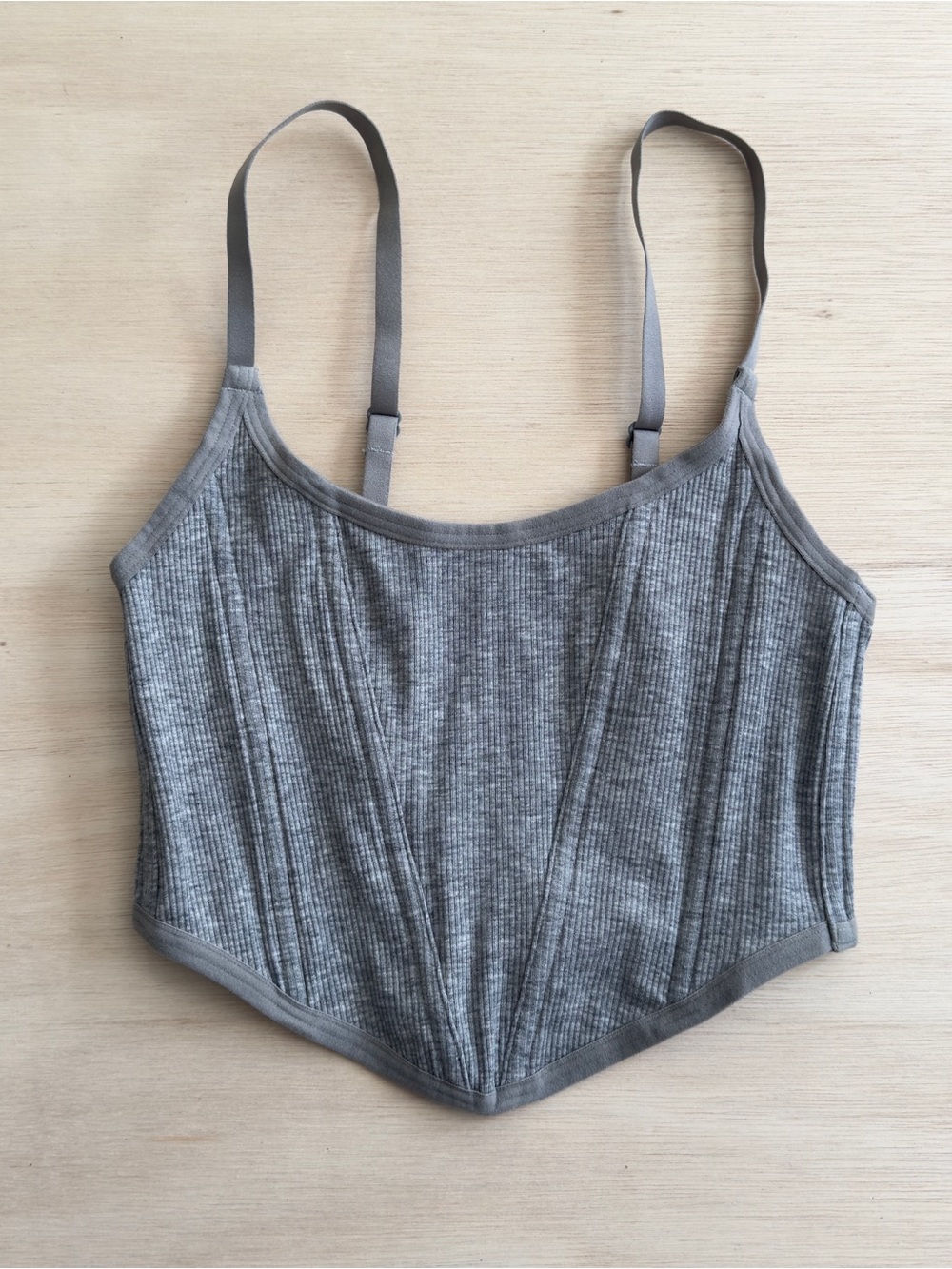 Colsie Gray Ribbed Corset-Style Tank Top